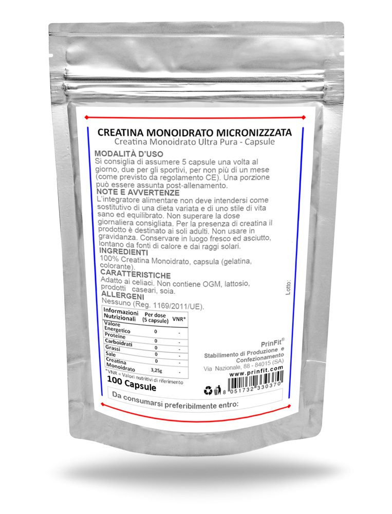 Sprintade® CREATINA MONOIDRATO - 120 Capsule - 3g dose giornaliera Sprintade® CREATINA MONOIDRATO - 120 Capsule - 3g dose giornaliera